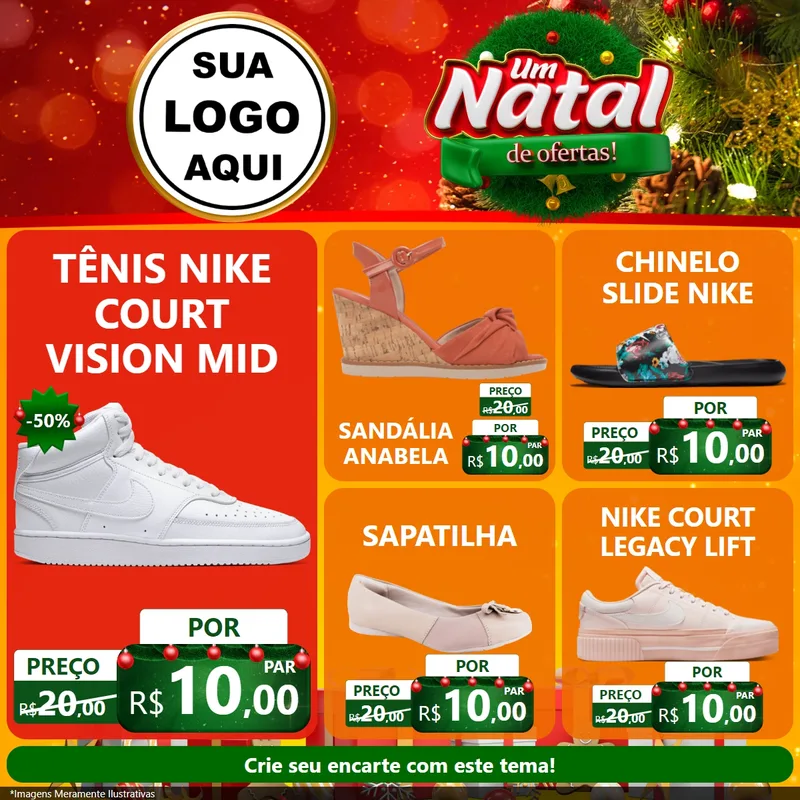 Modelo de Rede Social para Feed Facebook com o tema Um Natal de Ofertas para Calçados