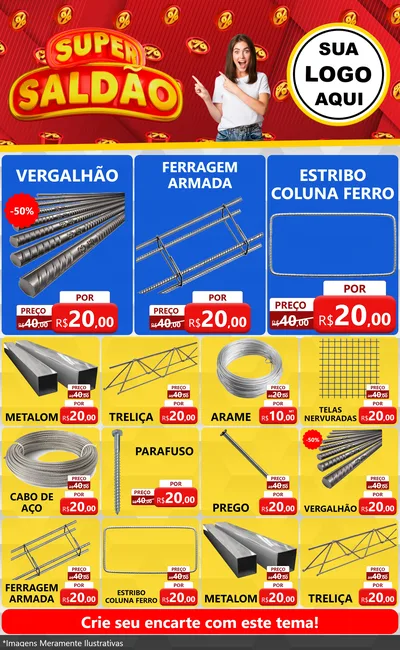 Modelo de Encarte para Encarte Grande com o tema Super Saldão para Ferragens