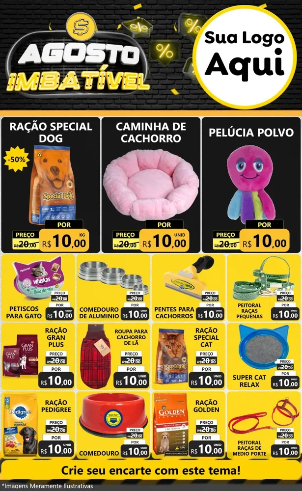 Modelo de Encarte para Encarte Grande com o tema Agosto Imbatível para Pet Shop