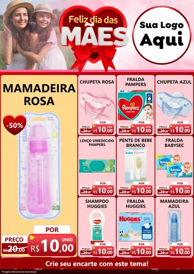 Modelo de Encarte para Encarte A4 Vertical com o tema Feliz Dia Das Mães para Bebês
