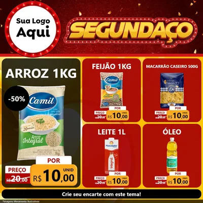 Modelo de Rede Social para Feed Facebook com o tema Segundaço para Supermercado
