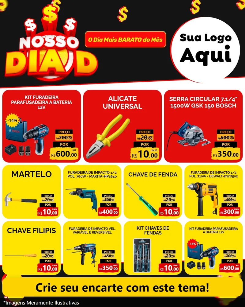 Modelo de Rede Social para Feed Instagram com o tema Nosso Dia D para Maquinas e Ferramentas