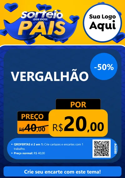 Modelo de Cartaz para Cartaz A4 Vertical com o tema Sorteio Dia dos Pais para Ferragens
