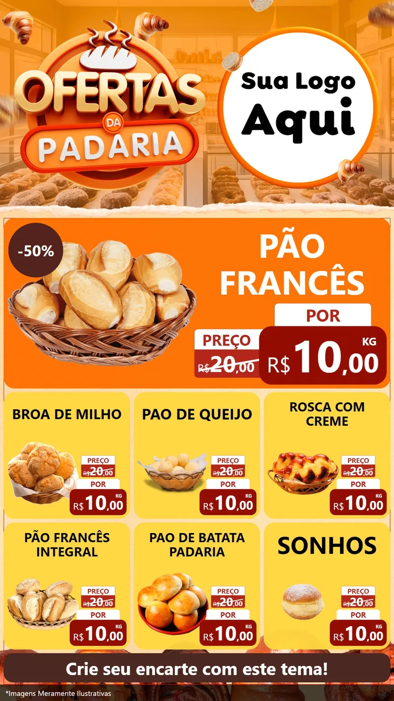 Modelo de Rede Social para Stories com o tema Ofertas da Padaria para Padaria