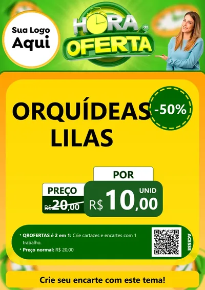 Modelo de Cartaz para Cartaz A4 Vertical com o tema Hora da Oferta para Floricultura e jardim