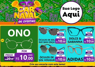 Modelo de Encarte para Encarte A4 Horizontal com o tema Carnaval de Ofertas para Óticas