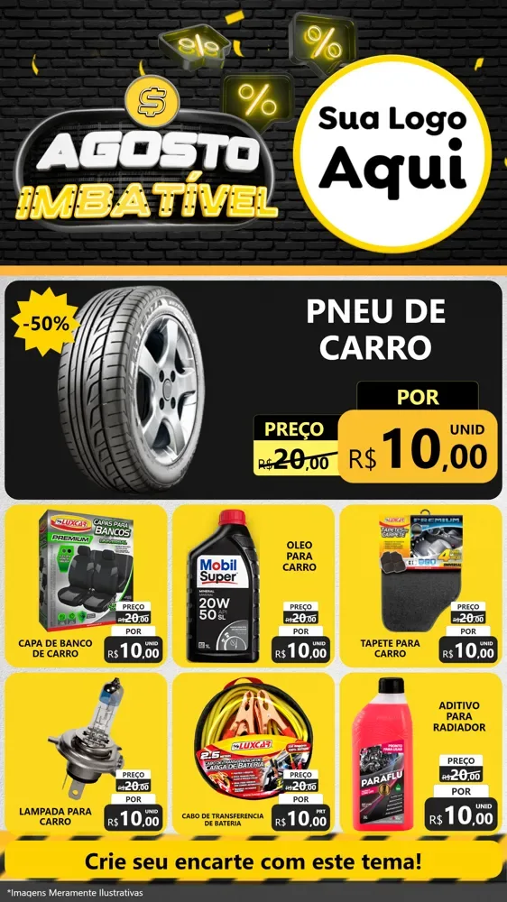 Modelo de Rede Social para Stories com o tema Agosto Imbatível para Auto peças