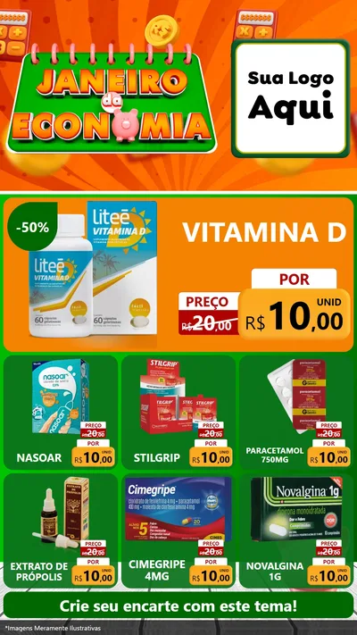 Modelo de Rede Social para Stories com o tema Janeiro da Economia para Farmácia