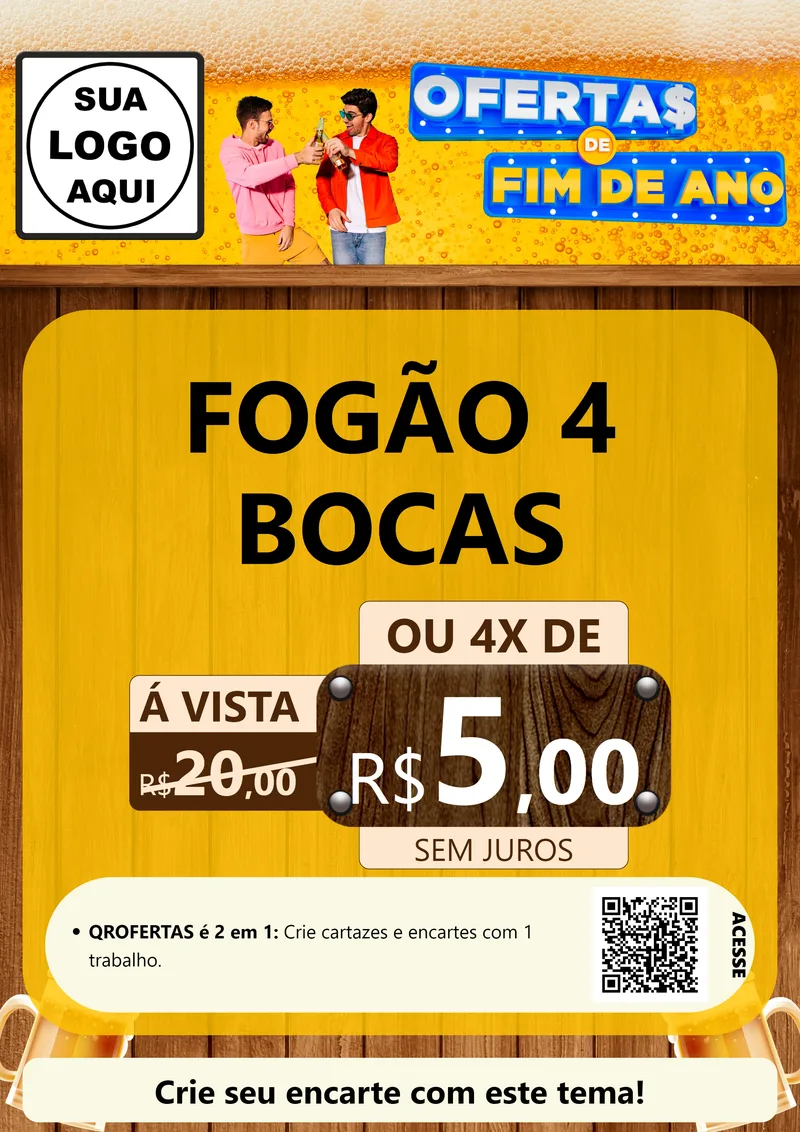 Modelo de Cartaz para Cartaz A4 Vertical com o tema Ofertas de Fim de Ano para Móveis e Eletro