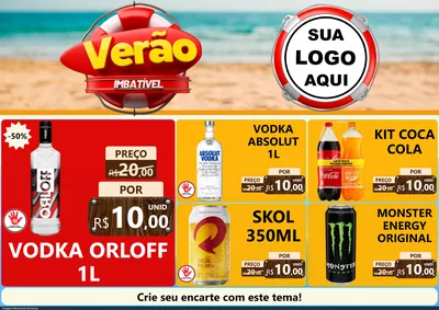 Modelo de Encarte para Encarte A4 Horizontal com o tema Verão Imbatível para Distribuidora de bebidas