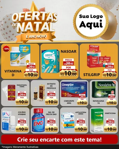 Modelo de Rede Social para Feed Instagram com o tema Ofertas De Natal E Ano Novo para Farmácia