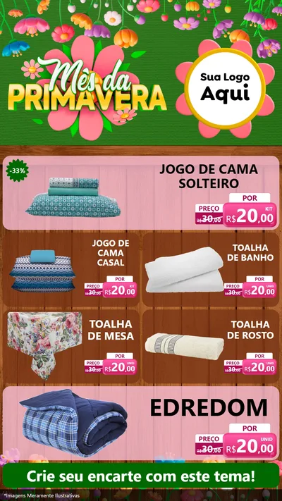 Modelo de TV para TV Vertical com o tema Mês da Primavera para Cama, Mesa e Banho