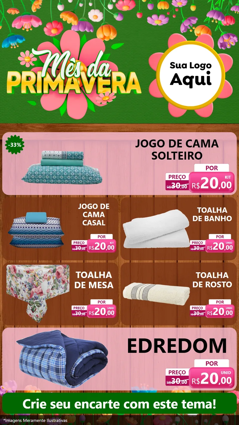 Modelo de TV para TV Vertical com o tema Mês da Primavera para Cama, Mesa e Banho