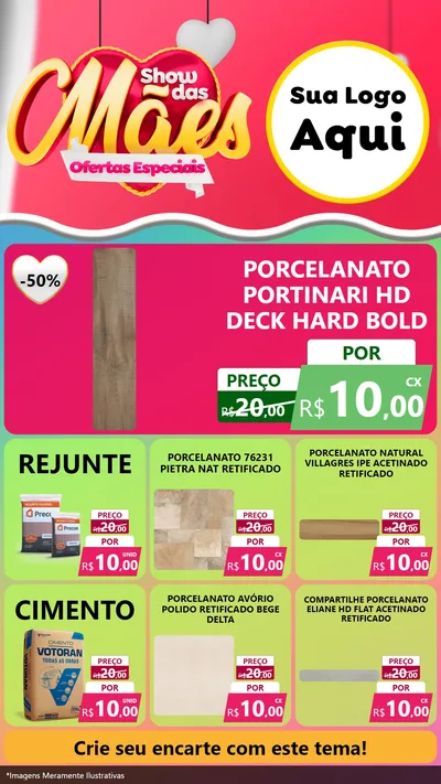 Modelo de Rede Social para Stories com o tema Show das Mães - Ofertas Especiais para Pisos e revestimentos