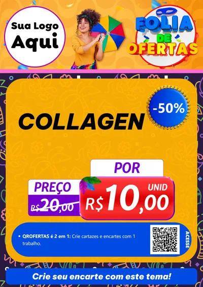 Modelo de Cartaz para Cartaz A4 Vertical com o tema Folia de Ofertas para Suplementos alimentares