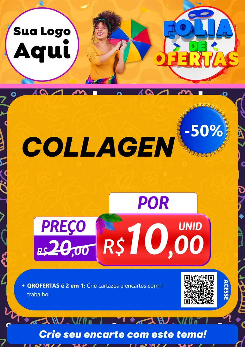 Modelo de Cartaz para Cartaz A4 Vertical com o tema Folia de Ofertas para Suplementos alimentares