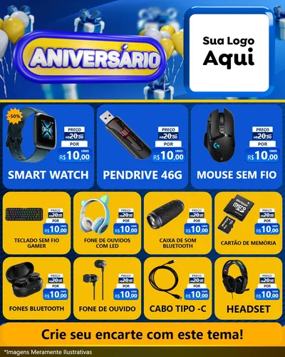 Modelo de Rede Social para Feed Instagram com o tema Aniversário para Informática
