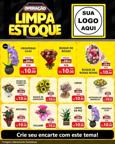 Modelo de Rede Social para Feed Instagram com o tema Operação Limpa Estoque para Floricultura e jardim