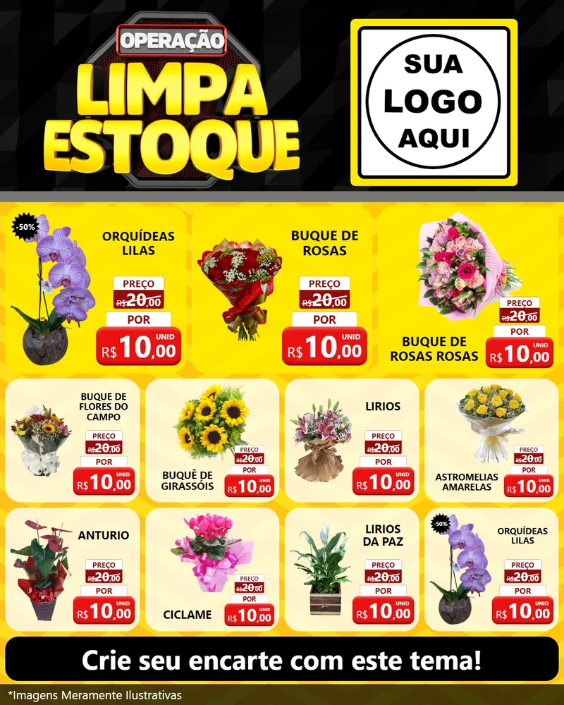 Modelo de Rede Social para Feed Instagram com o tema Operação Limpa Estoque para Floricultura e jardim
