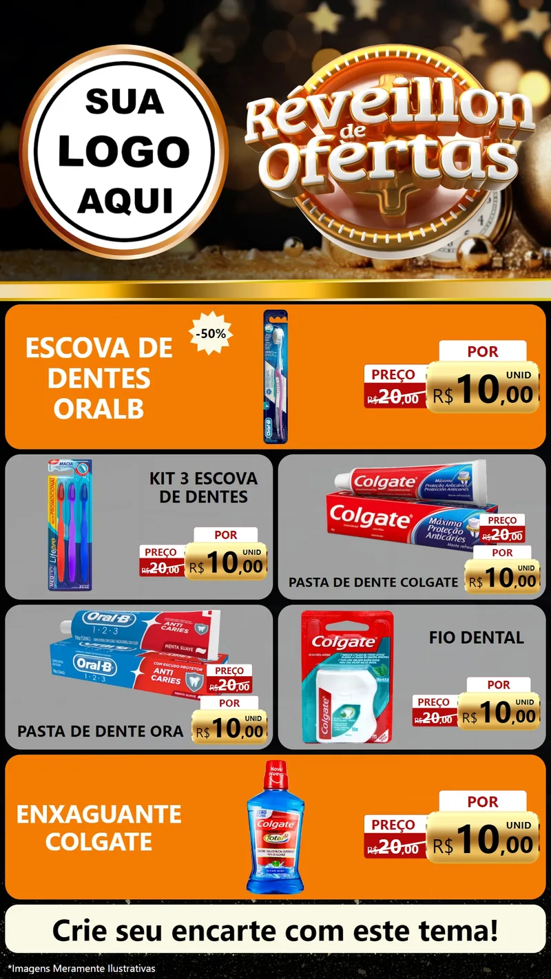 Modelo de TV para TV Vertical com o tema Réveillon de Ofertas para Higiene Pessoal