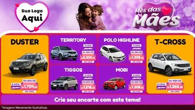 Modelo de TV para TV Horizontal com o tema Mês das Mães para Concessionaria de Carros