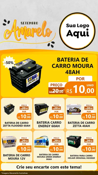 Modelo de Rede Social para Stories com o tema Setembro Amarelo para Baterias Elétricas