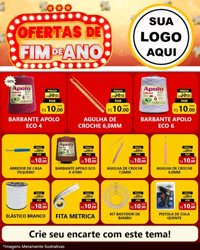 Modelo de Rede Social para Feed Instagram com o tema Ofertas de Fim de Ano para Armarinho e Aviamentos