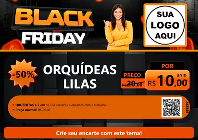 Modelo de Cartaz para Cartaz A4 Horizontal com o tema Black Friday para Floricultura e jardim