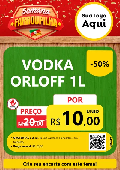 Modelo de Cartaz para Cartaz A4 Vertical com o tema Semana Farroupilha para Distribuidora de bebidas
