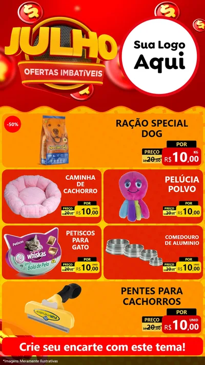 Modelo de TV para TV Vertical com o tema Julho Ofertas Imbatíveis para Pet Shop
