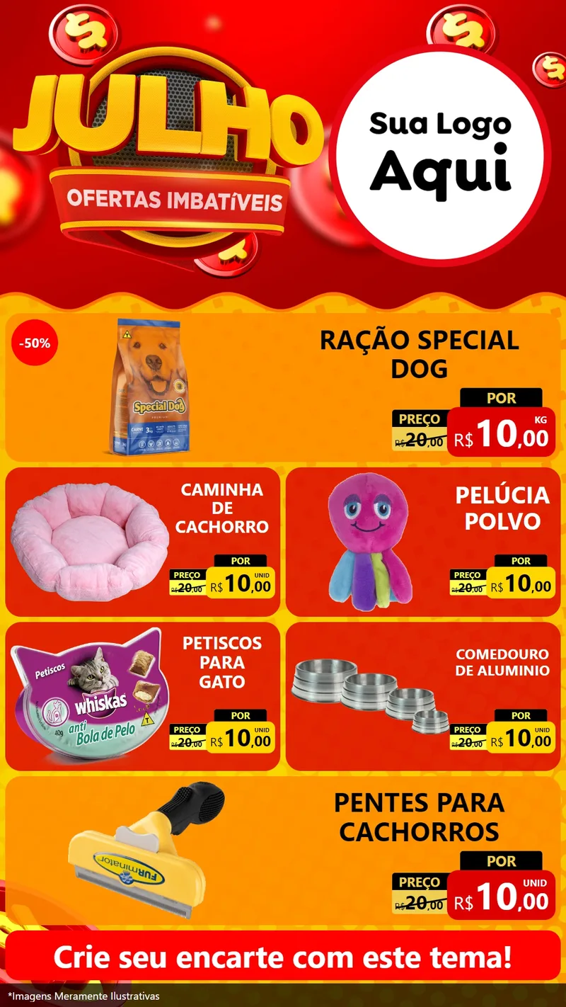 Modelo de TV para TV Vertical com o tema Julho Ofertas Imbatíveis para Pet Shop