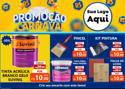 Modelo de Encarte para Encarte A4 Horizontal com o tema Promoção de Carnaval para Tintas e Ferramentas