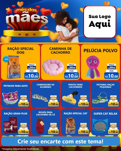 Modelo de Rede Social para Feed Instagram com o tema Mês das Mães para Pet Shop