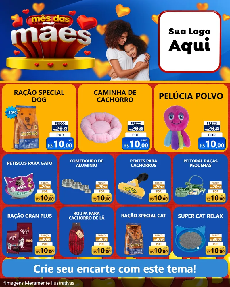 Modelo de Rede Social para Feed Instagram com o tema Mês das Mães para Pet Shop