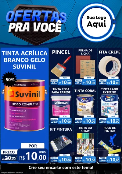Modelo de Encarte para Encarte A4 Vertical com o tema Ofertas Para Você - Auto e Motopeças para Tintas e Ferramentas