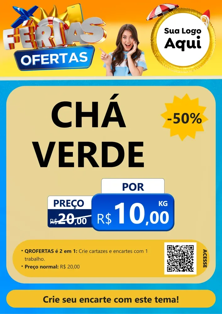 Modelo de Cartaz para Cartaz A4 Vertical com o tema Ofertas - Férias para Produtos Naturais