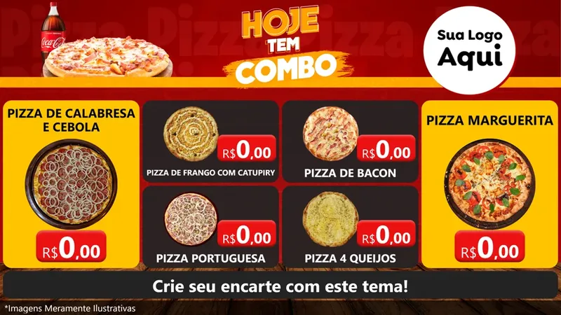 Modelo de TV para TV Horizontal com o tema Hoje tem Combo para Pizzaria
