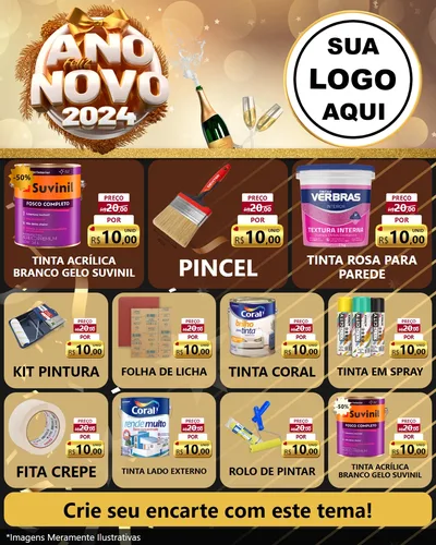 Modelo de Rede Social para Feed Instagram com o tema Feliz Ano Novo 2027 para Tintas e Ferramentas