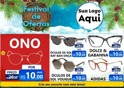 Modelo de Encarte para Encarte A4 Horizontal com o tema Festival de Ofertas - Inverno para Óticas