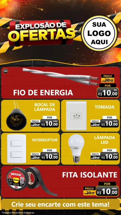 Modelo de TV para TV Vertical com o tema Explosão de Ofertas para Materiais Elétricos