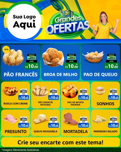 Modelo de Rede Social para Feed Instagram com o tema Grandes Ofertas para Padaria