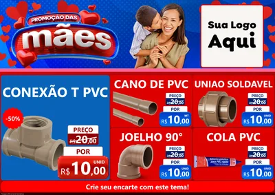 Modelo de Encarte para Encarte A4 Horizontal com o tema Promoção das Mães para Tubos e conexões