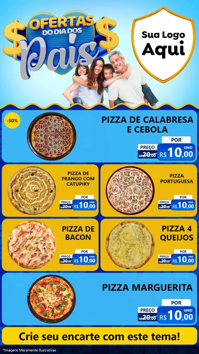 Modelo de TV para TV Vertical com o tema Ofertas do Dia dos Pais para Pizzaria