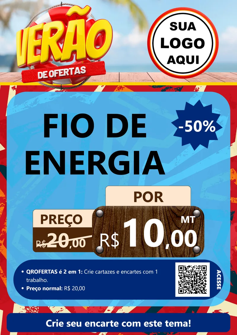 Modelo de Cartaz para Cartaz A4 Vertical com o tema Verão de Ofertas para Materiais Elétricos
