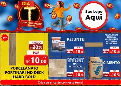 Modelo de Encarte para Encarte A4 Horizontal com o tema Dia T - O Dia Mais Barato Do Mês para Pisos e revestimentos