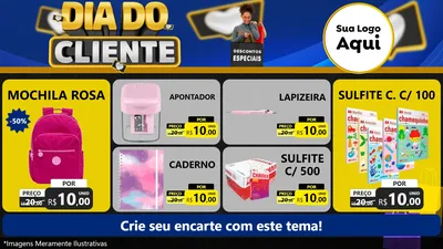 Modelo de TV para TV Horizontal com o tema Dia Do Cliente para Papelaria
