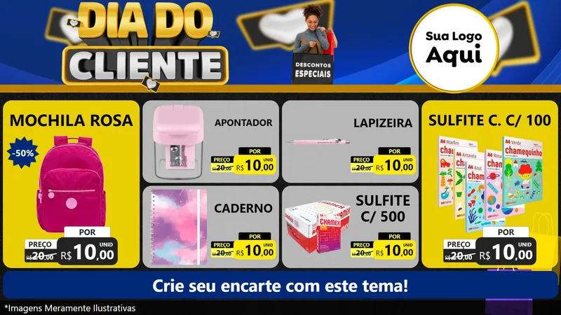 Modelo de TV para TV Horizontal com o tema Dia Do Cliente para Papelaria