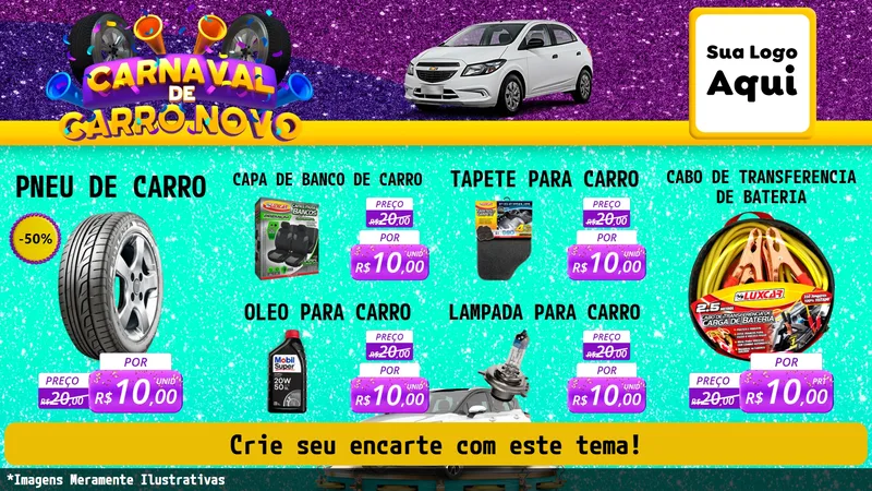 Modelo de TV para TV Horizontal com o tema Carnaval de Carro Novo para Auto peças