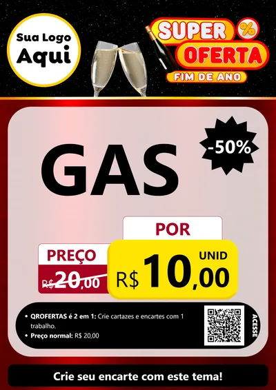 Modelo de Cartaz para Cartaz A4 Vertical com o tema Super Oferta Fim de Ano para Água e gás