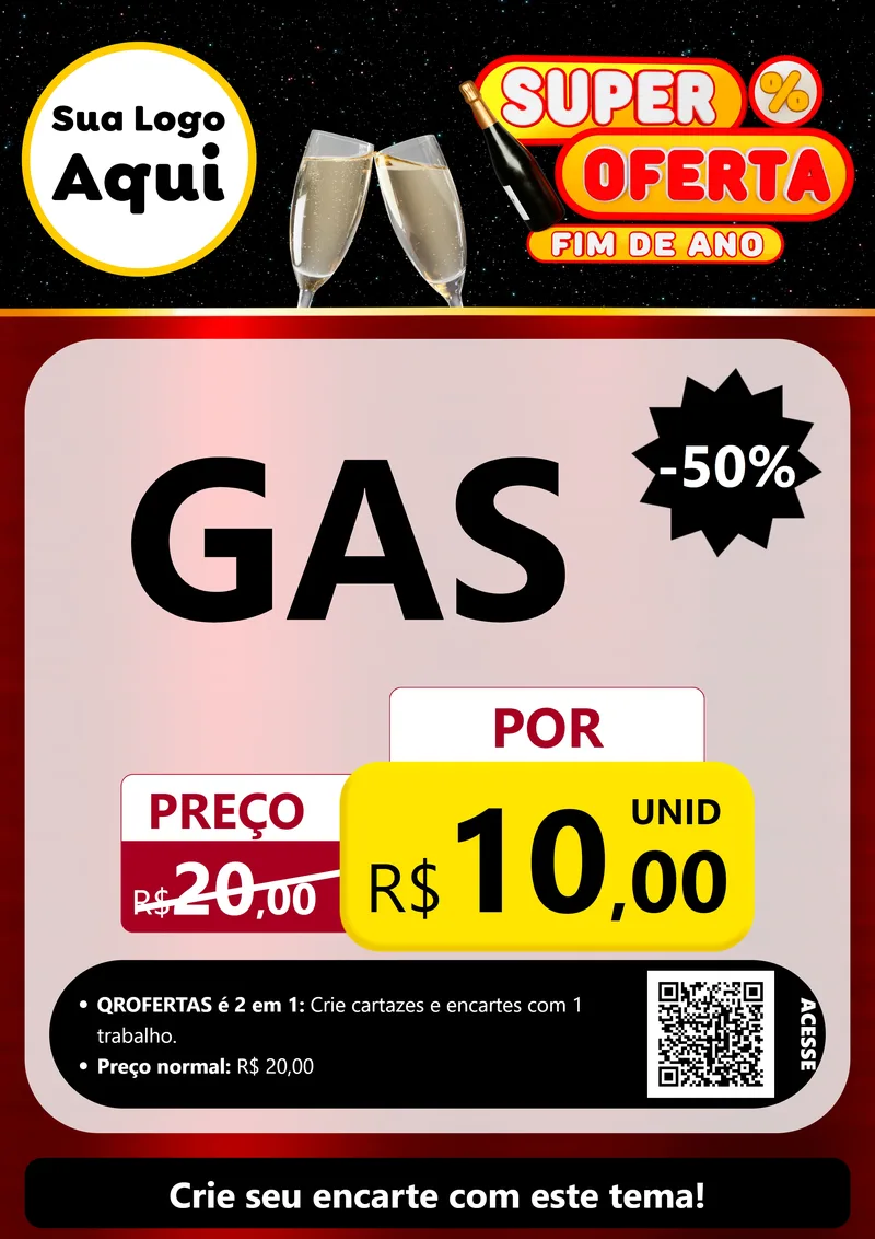Modelo de Cartaz para Cartaz A4 Vertical com o tema Super Oferta Fim de Ano para Água e gás